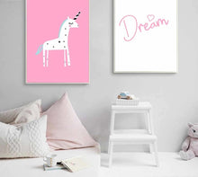 Load image into Gallery viewer, Cartoon Unicorn Flamingo Nursery Posters Prints Wall Art Canvas Painting Picture Nordic Kids Bedroom Decoration - SallyHomey Life's Beautiful