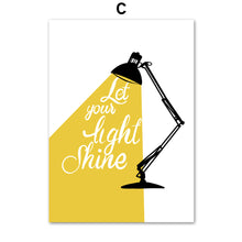 Load image into Gallery viewer, Cartoon Table Lamp Motivational Quotes Wall Art Canvas Painting Nordic Posters And Prints Wall Pictures For Living Room Decor - SallyHomey Life's Beautiful