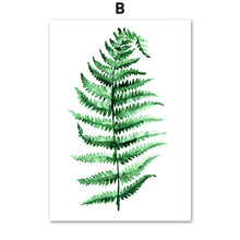 Load image into Gallery viewer, Banana Leaf Maple Ferns Green Leaf Wall Art Canvas Painting Nordic Posters And Prints Plants Wall Pictures For Living Room Decor - SallyHomey Life's Beautiful