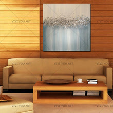 Load image into Gallery viewer, Large Abstract Painting Original Texture Modern Sky Light Blue Silver And Gold Foil Metal Glitter White Painting Hand pained