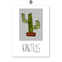 Load image into Gallery viewer, Cartoon Green Potted Cactus Quotes Wall Art Canvas Painting Nordic Posters And Prints Plants Wall Pictures For Living Room Decor - SallyHomey Life's Beautiful