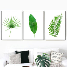 Load image into Gallery viewer, Green Big Palm Leaf Monstera Banana Leaf Wall Art Print Canvas Painting Nordic Posters And Prints Wall Pictures For Living Room - SallyHomey Life's Beautiful