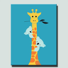 Load image into Gallery viewer, Modern Abstract Cute Animals Canvas Painting Cartoon Dog Giraffe Fox Print Poster Wall Picture - SallyHomey Life's Beautiful