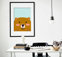 Load image into Gallery viewer, Cartoon Animal Bear Pig Cat Minimalist Art Canvas Poster Painting Nursery Wall Picture  Modern Baby Room Decor - SallyHomey Life's Beautiful
