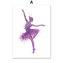 Load image into Gallery viewer, Cartoon Pink Ballet Dancer Girl Wall Art Canvas Painting Nordic Posters And Prints Wall Pictures For Baby Kids Room Home Decor - SallyHomey Life's Beautiful
