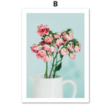 Load image into Gallery viewer, Pink Rose Flower Building Potted Plant Wall Art Canvas Painting Nordic Posters And Prints Wall Pictures For Living Room Decor - SallyHomey Life's Beautiful