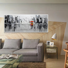 Load image into Gallery viewer, Skilled Artist Hand-painted Textured Knife Landscape Oil Painting Black and White Colors Thick Oil Knife Rain Scenery Painting - SallyHomey Life's Beautiful
