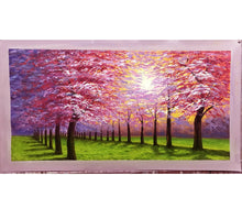 Load image into Gallery viewer, Cheap modern paintings handmade beautiful oil painting landscape pink cherry blossom tree painting wall pictures for kitchen - SallyHomey Life's Beautiful