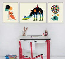 Load image into Gallery viewer, Nordic Art Cartoon Animal Poster Elephant Giraffe Tiger Minimalist Canvas Painting Nursery Picture Children Room Decoration 340 - SallyHomey Life's Beautiful