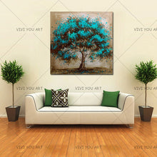 Load image into Gallery viewer, Hand Painted Modern Blue Tree Decoration Oil Painting On Canvas Handmade Landscape Wall Art Home Decor Painting Hang Pictures