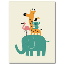 Load image into Gallery viewer, Nordic Art Cartoon Animal Poster Elephant Giraffe Tiger Minimalist Canvas Painting Nursery Picture Children Room Decoration 340 - SallyHomey Life's Beautiful