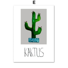 Load image into Gallery viewer, Cartoon Green Potted Cactus Quotes Wall Art Canvas Painting Nordic Posters And Prints Plants Wall Pictures For Living Room Decor - SallyHomey Life's Beautiful