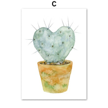 Load image into Gallery viewer, Succulents Green Potted Cactus Wall Art Canvas Painting Nordic Posters And Prints Plant Wall Pictures For Living Room Home Decor - SallyHomey Life's Beautiful