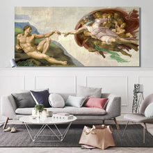 Load image into Gallery viewer, Sistine Chapel Ceiling Fresco of Michelangelo, Creation of Adam Poster Print on Canvas Wall Art Picture for Living Room Decor - SallyHomey Life's Beautiful