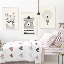 Load image into Gallery viewer, Posters And Prints Wall Art Canvas Painting Cute Deer and Fox Pictures For Kids Bedroom Wall Decoration Children Gifts Frameless - SallyHomey Life's Beautiful