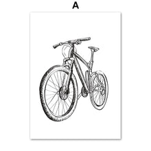Load image into Gallery viewer, Bike motorcycle Skateboard Nordic Posters And Prints Wall Art Canvas Painting Black White Cartoon Wall Pictures Kids Room Decor - SallyHomey Life's Beautiful