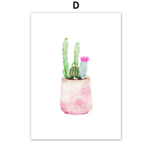 Load image into Gallery viewer, Succulents Cactus Pink Flower Wall Art Canvas Painting Nordic Posters And Prints Plants Wall Pictures For Living Room Home Decor - SallyHomey Life's Beautiful
