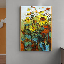 Load image into Gallery viewer, 100% Hand Painted Abstract Sunflowers Art Oil Painting On Canvas Wall Art Frameless Picture Decoration For Live Room Home Decor