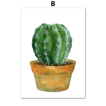 Load image into Gallery viewer, Succulents Green Potted Cactus Wall Art Canvas Painting Nordic Posters And Prints Plant Wall Pictures For Living Room Home Decor - SallyHomey Life's Beautiful