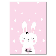 Load image into Gallery viewer, Baby Girl Nursery Wall Art Canvas Poster Print Pink Cartoon Rabbit Balloon Painting Nordic Decoration Picture Kids Bedroom Decor - SallyHomey Life's Beautiful