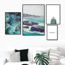 Load image into Gallery viewer, Sea Wave Stone Cactus Quote Landscape Wall Art Canvas Painting Nordic Posters And Prints Wall Pictures For Living Room Decor - SallyHomey Life&#39;s Beautiful