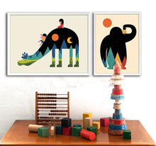 Load image into Gallery viewer, Nordic Art Cartoon Animal Poster Elephant Bear Wolf Minimalist Canvas Painting Nursery Wall Picture Kids Baby Room Decoration - SallyHomey Life's Beautiful
