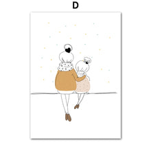 Load image into Gallery viewer, Cartoon Woman Girl Boy Minimalism Nursery Wall Art Canvas Painting Nordic Posters And Prints Wall Pictures Baby Kids Room Decor - SallyHomey Life's Beautiful