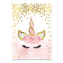 Load image into Gallery viewer, Pink Unicorn Poster Nursery Quotes Art Wall Canvas Print Painting Nordic Style Decorative Picture Baby Girl Bedroom Decoration - SallyHomey Life's Beautiful