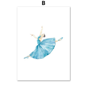 Cute Cartoon Ballet Dancer Girl Wall Art Canvas Painting Nordic Posters And Prints Wall Pictures For Kids Room Nursery Decor - SallyHomey Life's Beautiful