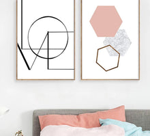 Load image into Gallery viewer, LOVE Wall Art Canvas Poster and Print Hexagon Graphic Abstract Painting Minimalist Nordic Decoration Pictures Modern Home Decor - SallyHomey Life&#39;s Beautiful