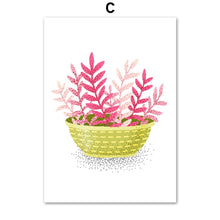 Load image into Gallery viewer, Cartoon Potted Cactus Leaf Flower Wall Art Canvas Painting Nordic Poster And Prints Plants Wall Pictures For Living Room Decor - SallyHomey Life's Beautiful