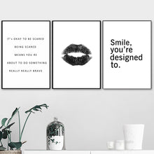 Load image into Gallery viewer, Black White Fashion Girl Lip Butterfly Wall Art Canvas Painting Nordic Posters And Prints Wall Pictures For Living Room Decor - SallyHomey Life's Beautiful