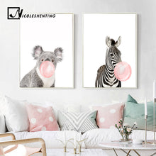 Load image into Gallery viewer, Giraffe Zebra Animal Posters and Prints Canvas Art Painting Wall Art Nursery Decorative Picture Nordic Style Kids Decoration - SallyHomey Life's Beautiful