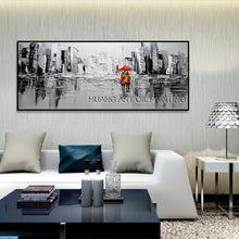 Load image into Gallery viewer, Skilled Artist Hand-painted Textured Knife Landscape Oil Painting Black and White Colors Thick Oil Knife Rain Scenery Painting - SallyHomey Life's Beautiful