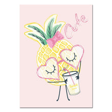 Load image into Gallery viewer, Cartoon Girl Pineapple Wall Art Canvas Funny Posters and Prints Minimalist Painting Nursery Picture Children Bedroom Decoation - SallyHomey Life's Beautiful