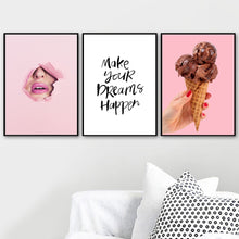 Load image into Gallery viewer, Pineapple Fashion Girl Ice Cream Quotes Wall Art Canvas Painting Nordic Posters And Prints Wall Pictures For Living Room Decor - SallyHomey Life's Beautiful