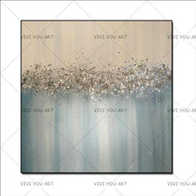 Load image into Gallery viewer, Large Abstract Painting Original Texture Modern Sky Light Blue Silver And Gold Foil Metal Glitter White Painting Hand pained
