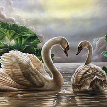 Load image into Gallery viewer, 100% Hand Painted Modern Swans Art Oil Painting On Canvas Wall Art Frameless Picture Decoration For Living Room Home Decor Gift
