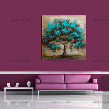 Load image into Gallery viewer, Hand Painted Modern Blue Tree Decoration Oil Painting On Canvas Handmade Landscape Wall Art Home Decor Painting Hang Pictures
