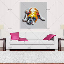 Load image into Gallery viewer, 100% Hand Painted -Professional Artist high quality - Modern Picture animal Oil Painting On Canvas Funny dog Oil Picture For Wall Decor