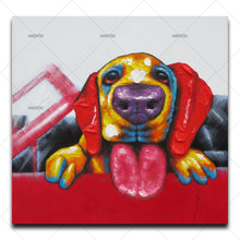 Load image into Gallery viewer, 100% Hand Painted Wall Art For Large Fashion Painting Canvas animal Picture Abstract dog HandPainted  funny dog Oil Painting for home decoration