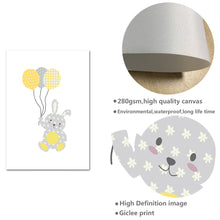 Load image into Gallery viewer, Bunny Elephant Balloon Wall Art Canvas Painting Cartoon Nursery Posters Prints Nordic Kids Decoration Picture Baby Bedroom Decor - SallyHomey Life's Beautiful