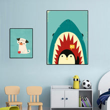 Load image into Gallery viewer, Modern Abstract Cute Animals Canvas Painting Cartoon Dog Giraffe Fox Print Poster Wall Picture - SallyHomey Life's Beautiful