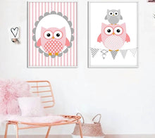Load image into Gallery viewer, Owl Woodland Animal Wall Art Canvas Poster Nursery Prints Cartoon Painting Nordic Picture Baby Girl Bedroom Decor - SallyHomey Life's Beautiful