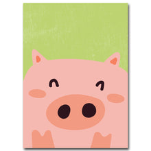 Load image into Gallery viewer, Cartoon Animal Bear Pig Cat Minimalist Art Canvas Poster Painting Nursery Wall Picture  Modern Baby Room Decor - SallyHomey Life's Beautiful