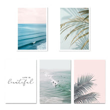 Load image into Gallery viewer, Scandinavian Tropical Decoration Sea Leaf Canvas Poster Landscape Nordic Style Wall Art Print Nature Painting Decorative Picture - SallyHomey Life's Beautiful