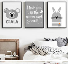 Load image into Gallery viewer, Cartoon Animal Koala Seal Minimalist Art Canvas Poster Painting Nursery Wall Picture  Modern Home Kids Room Decor - SallyHomey Life's Beautiful