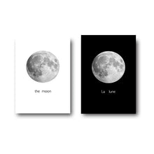 Load image into Gallery viewer, The Planet Moon Space Minimalist Art Canvas Poster Painting Black White Wall Picture Print Modern Home Children Room Decoration - SallyHomey Life's Beautiful