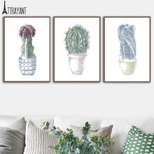 Load image into Gallery viewer, Cartoon Tropical Plant Cactus Flower Wall Art Canvas Painting Nordic Posters And Prints Wall Pictures For Baby Kids Room Decor - SallyHomey Life's Beautiful