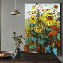 Load image into Gallery viewer, 100% Hand Painted Abstract Sunflowers Art Oil Painting On Canvas Wall Art Frameless Picture Decoration For Live Room Home Decor